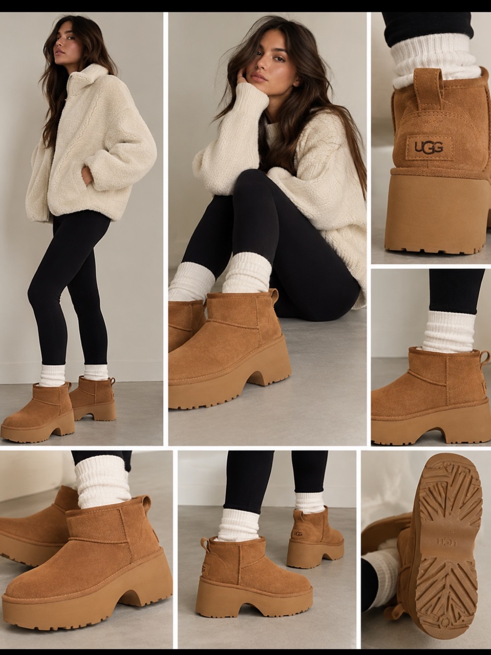 UGG NWT Classic ultra Mini New Heights size 8 chestnut